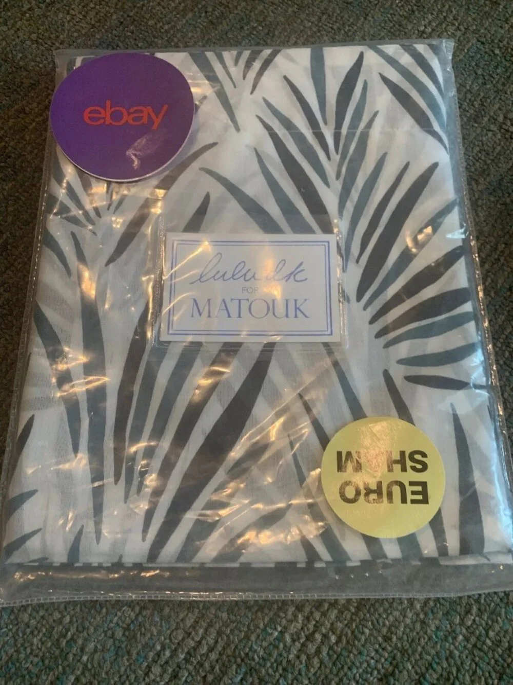Lulu DK for Matouk Palmyra Euro Sham Blue Nile White Green